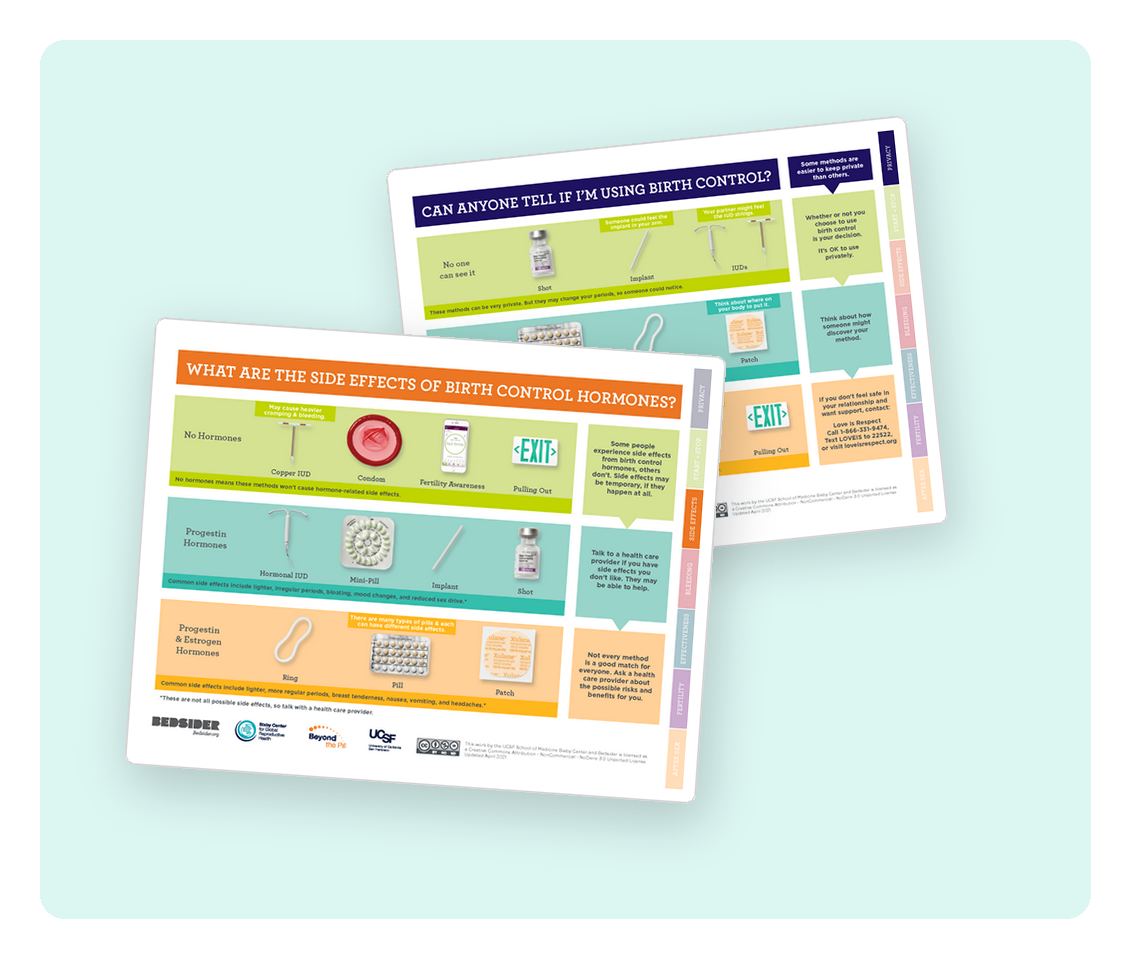 Bedsider patient education handouts