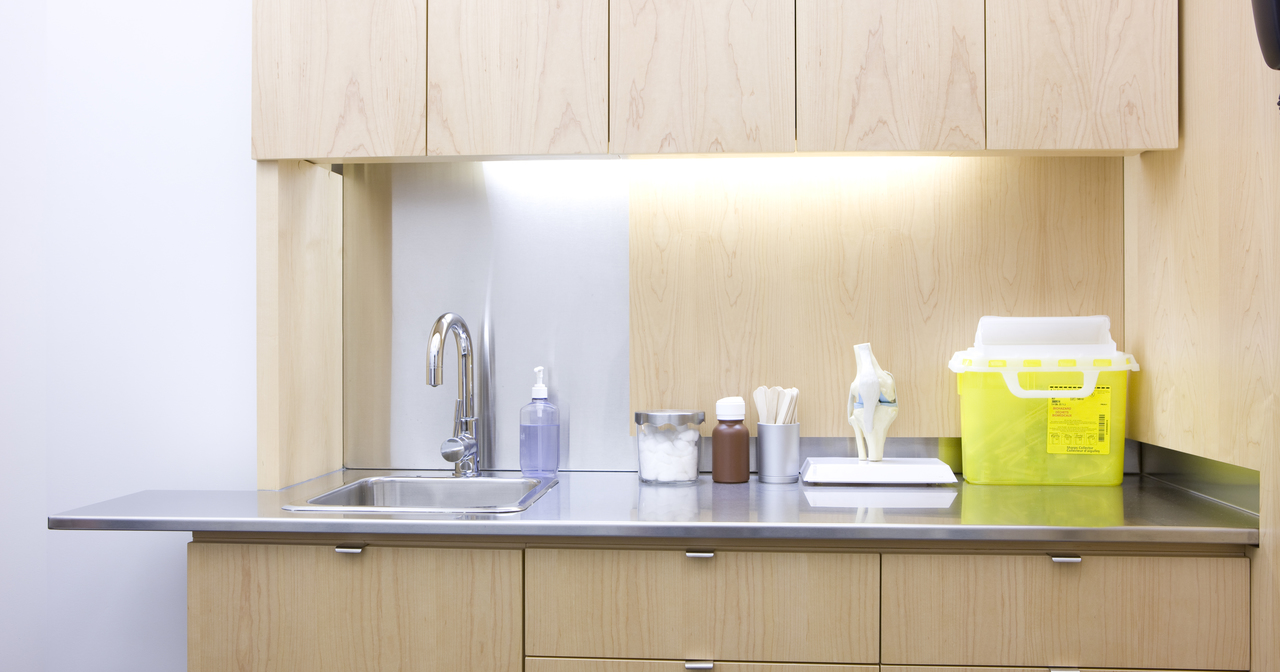 Sink and counter top in doctors office