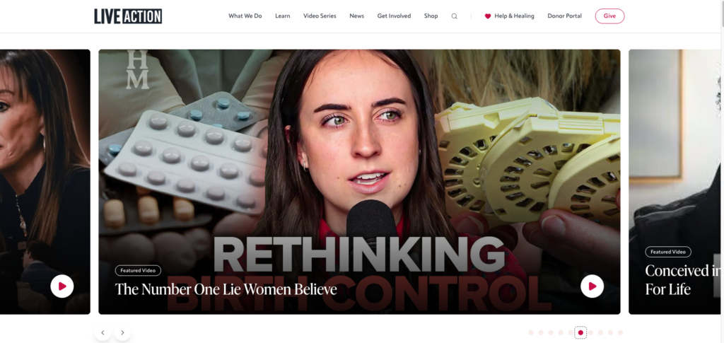 LiveAction homepage screenshot showing content
